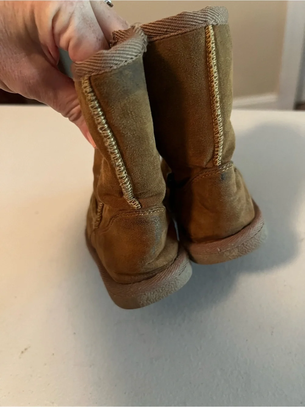 Kids Faux-Suede Lined Brown Winter Boots